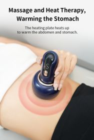 Electric charging, scraping, cupping, meridian brushing, negative pressure, cupping, suction, heating, tendon therapy, health massage, divine tool (Color: Health massager-blue)