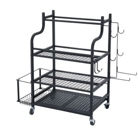 Yoga Mat Storage Rack, Home Gym Workout Equipment Organizer, Powder Coated Finish Steel Yoga Mat Holder with Hooks & Wheels, Weight Rack for Dumbbell (Size - Length: 30.5 inch)