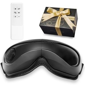 Eye Massager with Heat & Remote, Heated Eye Massage Mask with 5 Modes and Bluetooth Music, 180° Foldable Eye Care Massager for Eye Strain, Dry Eyes (Color: Black, Control Type: Remote Control)
