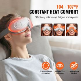 Eye Massager with Heat & Remote, Heated Eye Massage Mask with 5 Modes and Bluetooth Music, 180° Foldable Eye Care Massager for Eye Strain, Dry Eyes (Color: White, Control Type: Remote Control)