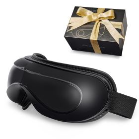 Eye Massager with Heat, Heated Eye Massage Mask with 5 Modes and Bluetooth Music, 180° Foldable Eye Care Massager for Migraines, Eye Strain (Color: Black, Control Type: Push-button)
