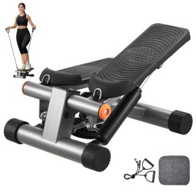 Stair Stepper, Mini Stepper for Exercise at Home, Hydraulic Fitness Stepper with Resistance Bands, Full Body Workout Cardio Equipment (Motion Mode: Up and Down Motion, Stride Adjustable or Not: Yes)