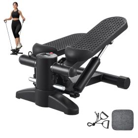 Stair Stepper, Mini Stepper for Exercise at Home, Hydraulic Fitness Stepper with Resistance Bands, Full Body Workout Cardio Equipment (Motion Mode: Up and Down Motion, Stride Adjustable or Not: No)